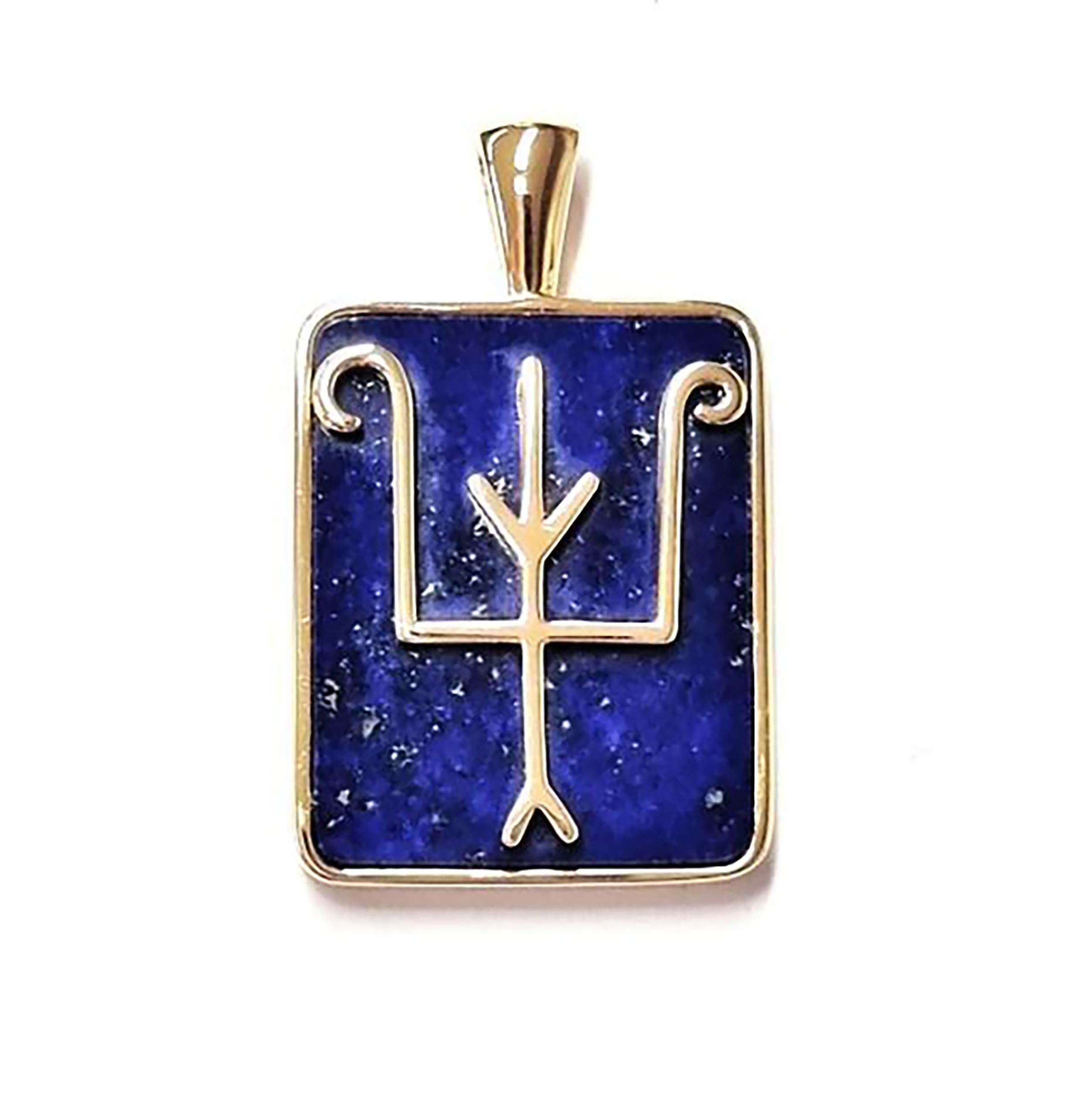 Namesake Talisman Pendant in Lapis and 18ct Yellow Gold For Sale
