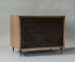 Nami Bedside Table by DeMuro Das with Hand-Cast Solid Antique Bronze Drawers