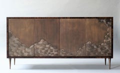Floor Model - Nami Cabinet by DeMuro Das in Walnut Burl and Solid Antique Bronze