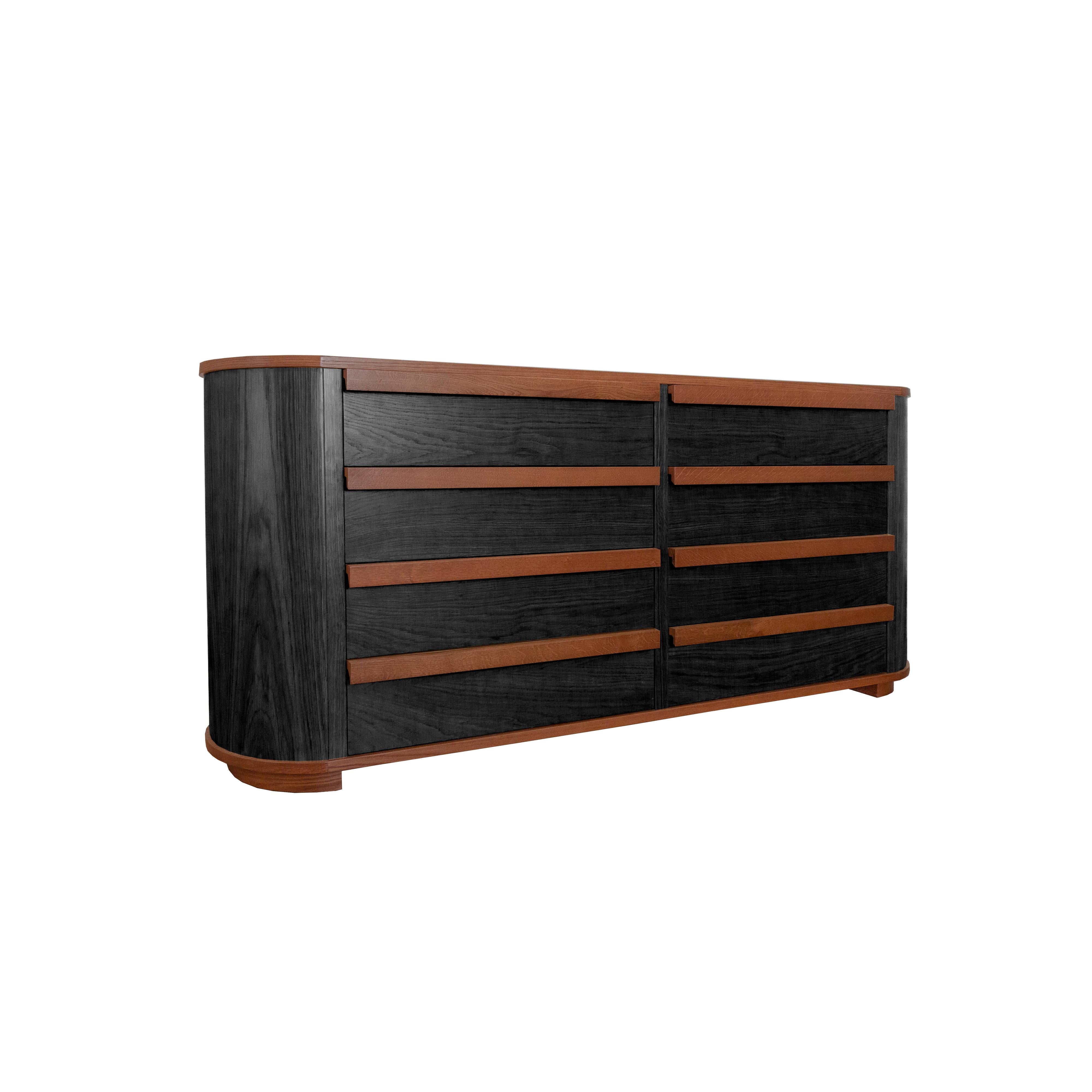 Nami Dresser - Oak Veneer Chest of Drawers with Interior Jewelry Storage For Sale 4