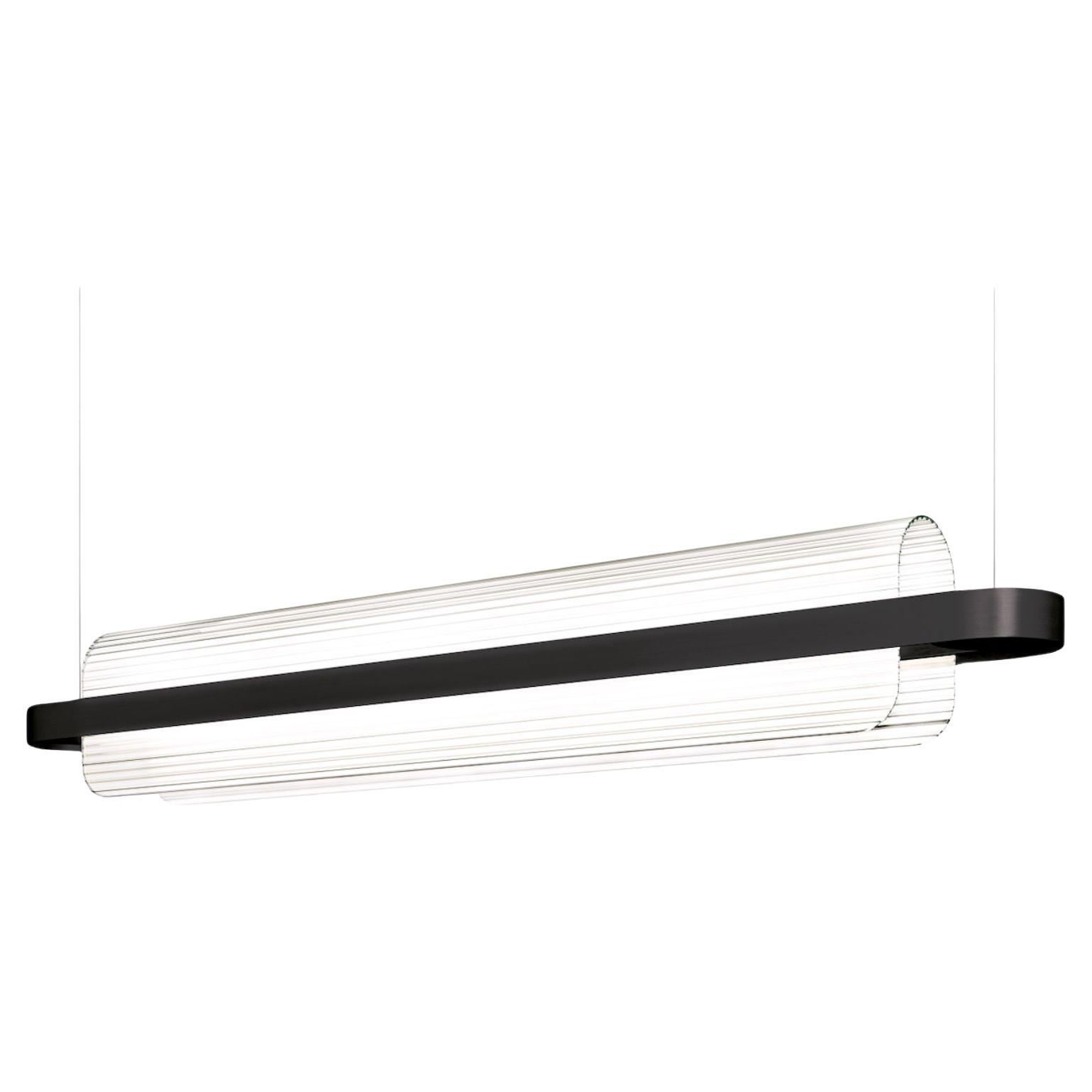 'Nami' Suspension Lamp in Glass and Black Aluminum for Kdln
