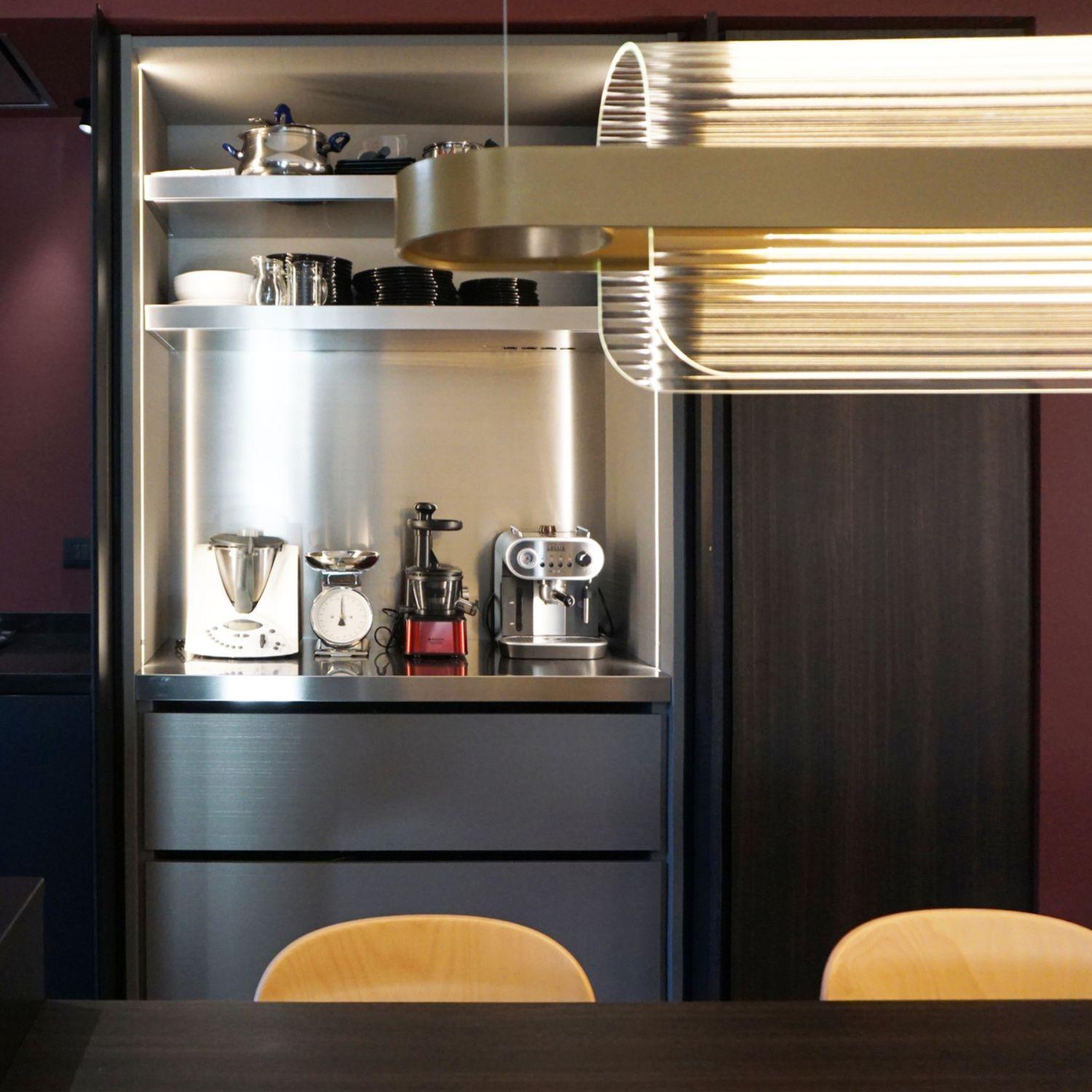 Contemporary 'Nami' Suspension Lamp in Glass and Brass Aluminum for Kdln For Sale