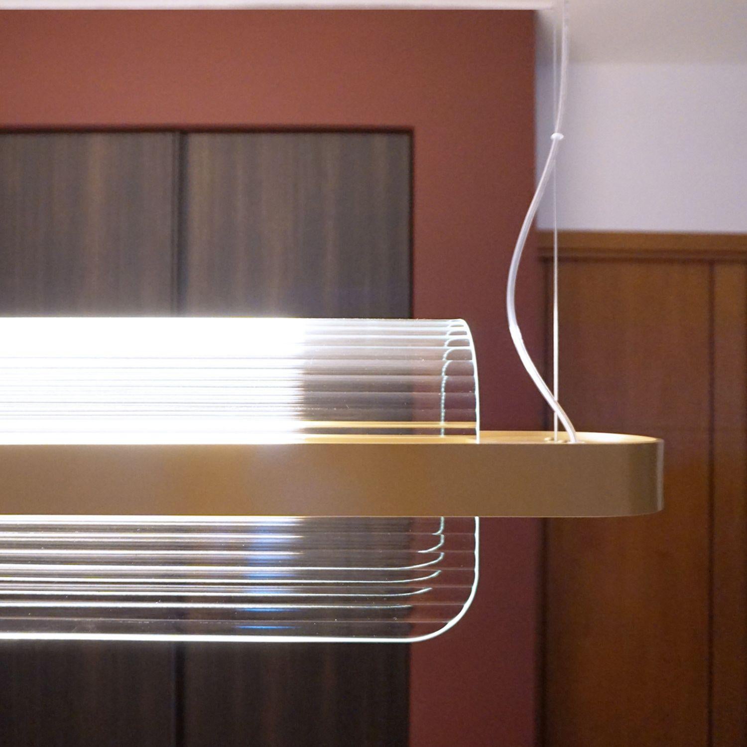 'Nami' Suspension Lamp in Glass and Brass Aluminum for Kdln For Sale 1