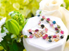 Namibian Tourmaline Necklace with 14K Solid Yellow Gold Diamond Clasp