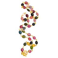 Namibian Tourmaline Necklace with 14K Solid Yellow Gold Diamond Accents Clasp