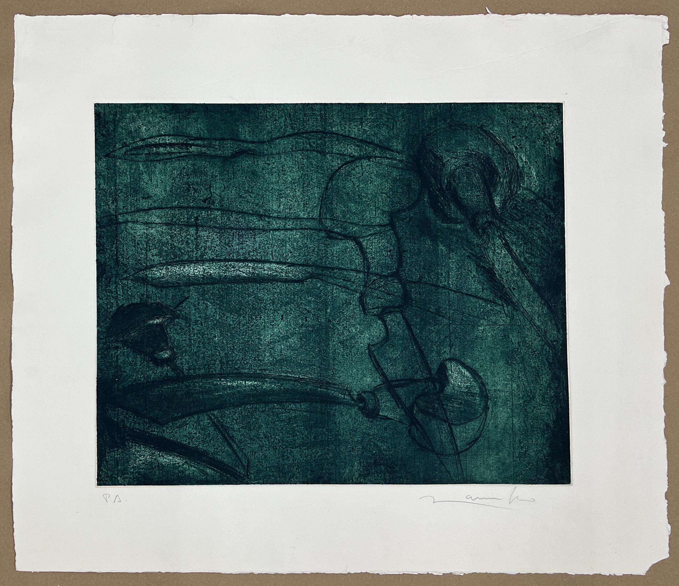 Figurative Print di Namiko Prado Arai - Artista messicana giapponese 1998 firmata incisione originale prova d'arte 21x25in
