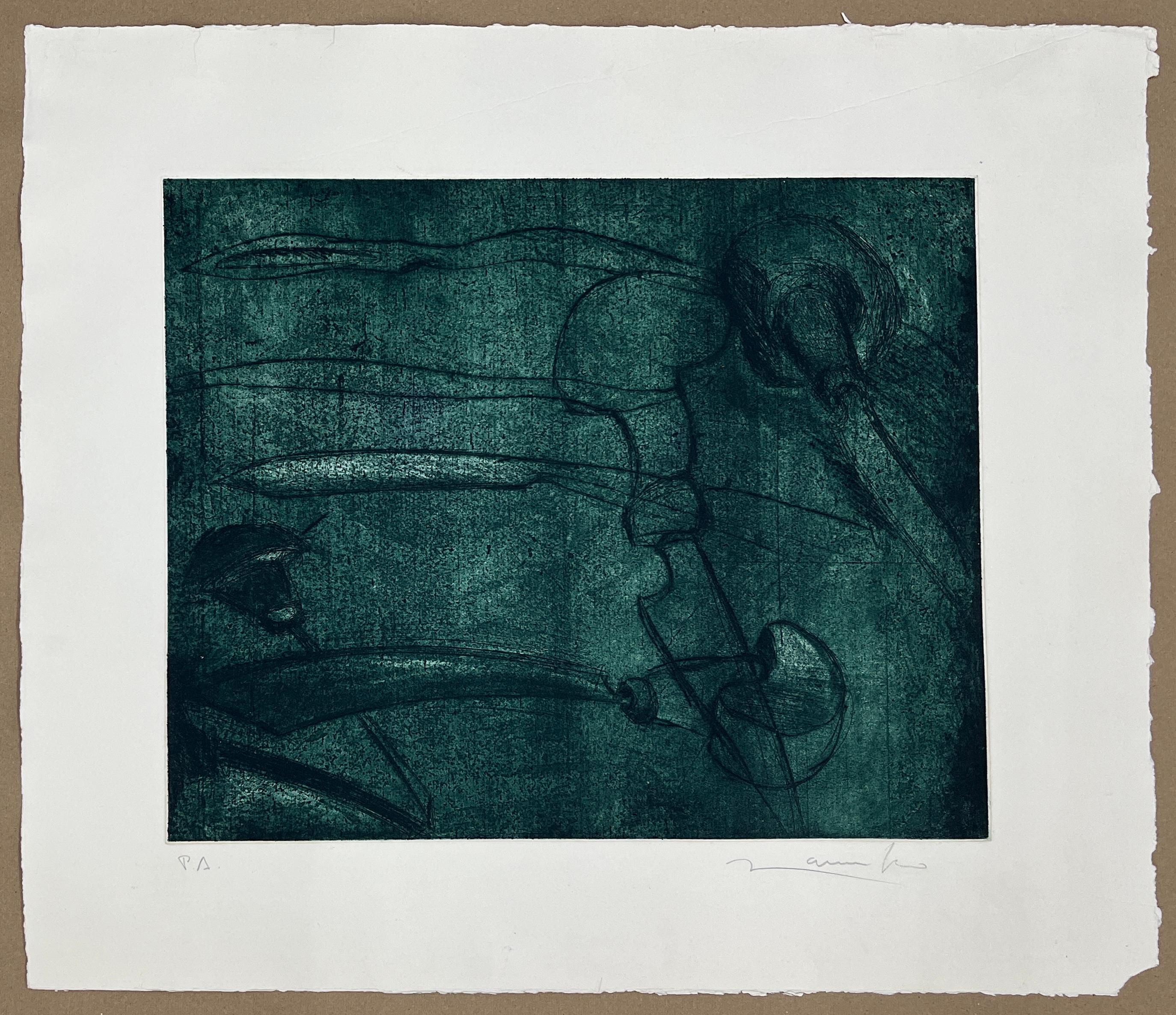 Namiko Prado Arai Figurative Print – Mexikanischer signierter Original-Kunstdruck in limitierter Auflage, Radierung 21x25 in. n5, Mexikanisch, 1998