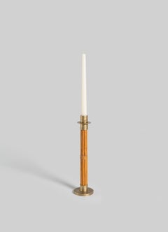 Namsai Candle Holder Medium in Cane & Brass, Viya by Vikram Goyal
