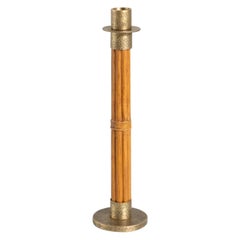 Namsai Candle Holder Medium in Cane 
Brass, Viya by Vikram Goyal