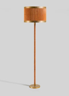 Namsai Floor Lamp Round in Brass & Cane, Viya by Vikram Goyal