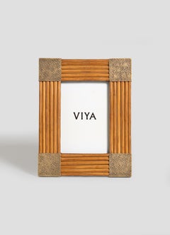 Namsai Photo Frame Small in Cane with Brass, Viya by Vikram Goyal