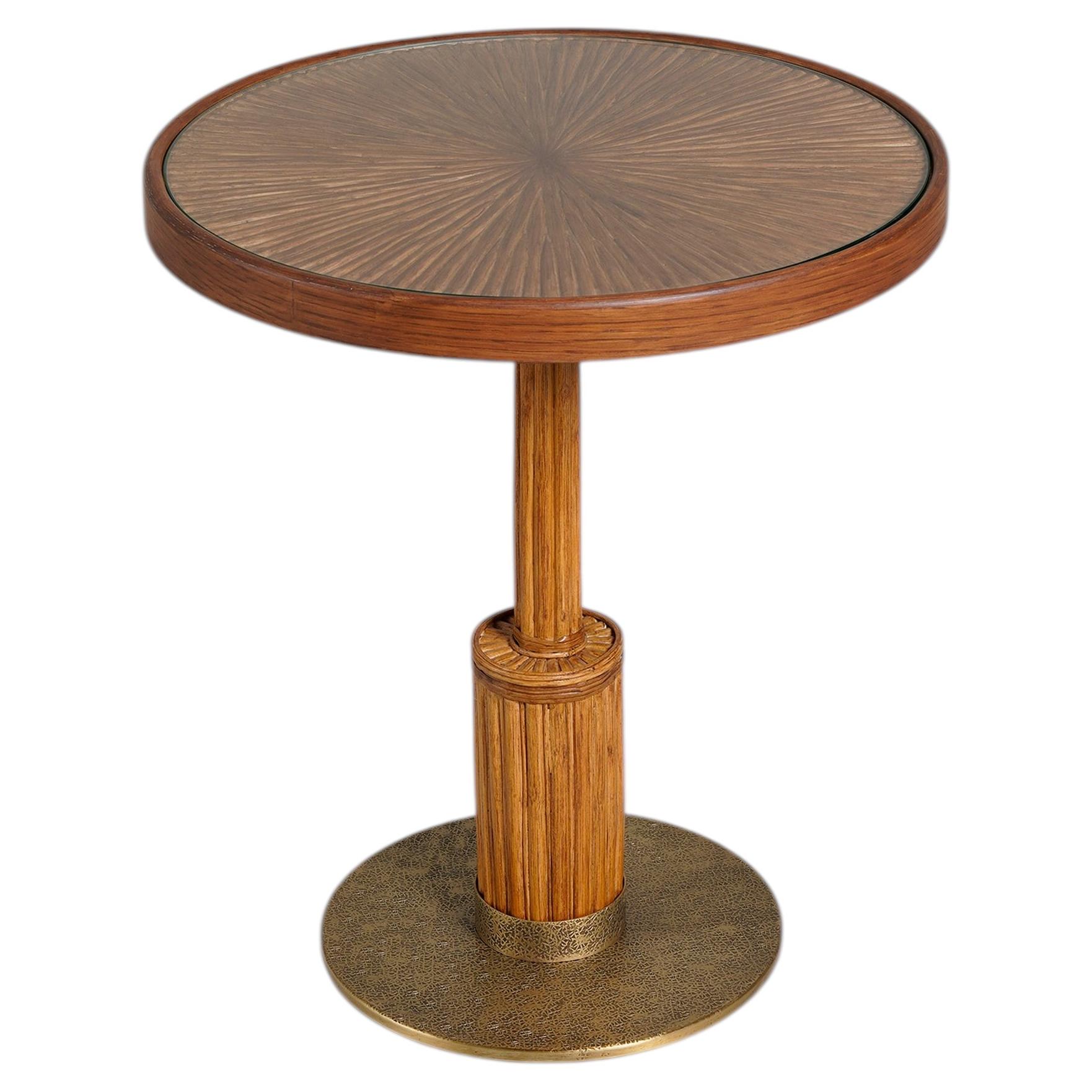 Namsai Side Table Small in Cane with Brass, Viya by Vikram Goyal
