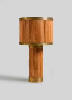 Namsai Table Lamp Round in Cane & Brass, Viya by Vikram Goyal