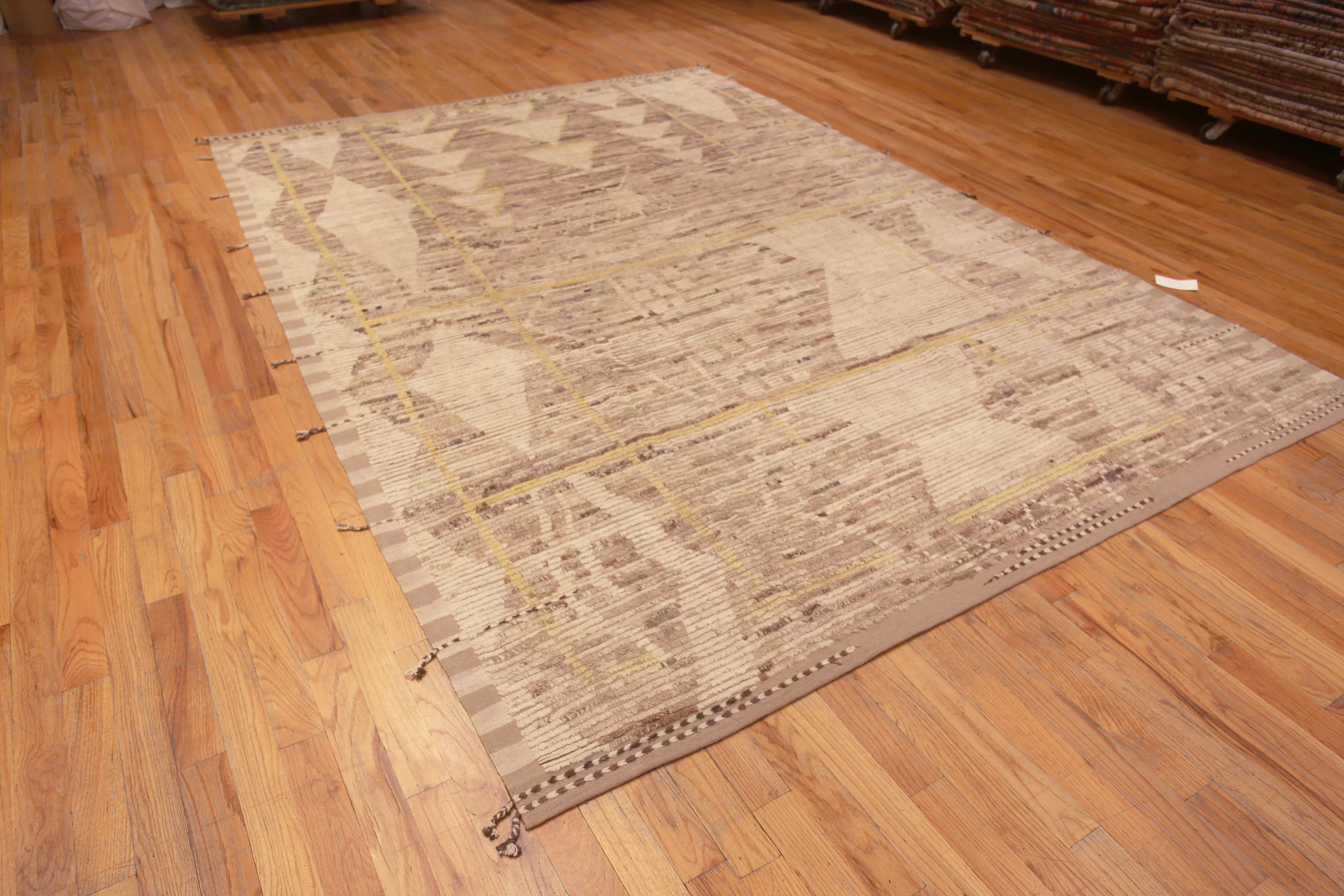 An Artistic Modern Room Size Tribal Geometric Brown Earth Tone Color Area Rug, Country Of Origin: Central Asia, Circa Date: Modern Rug 