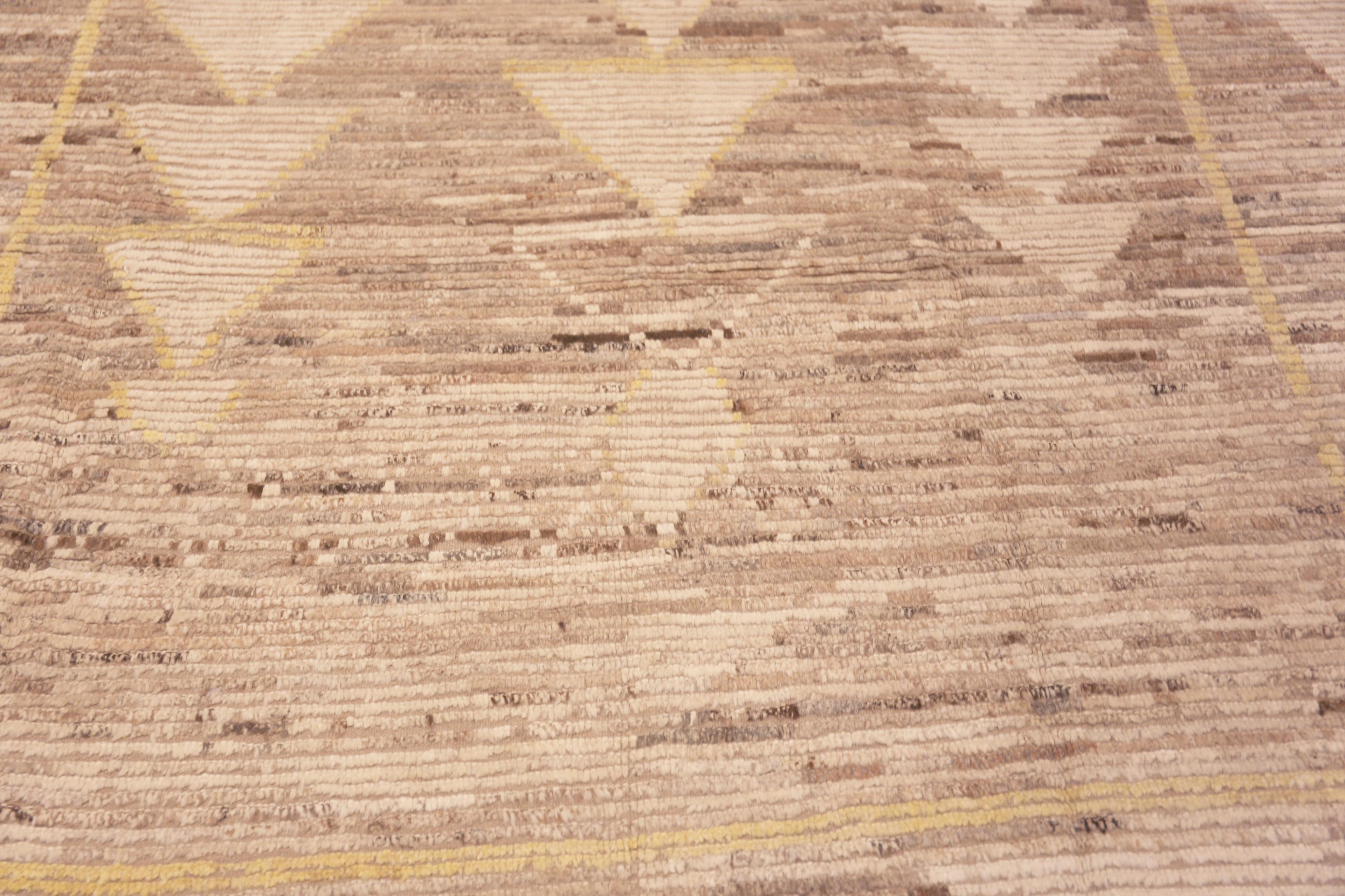 Hand-Knotted Namziyal Colleciton Modern Tribal Geometric Brown Earth Tone Area Rug 8'8