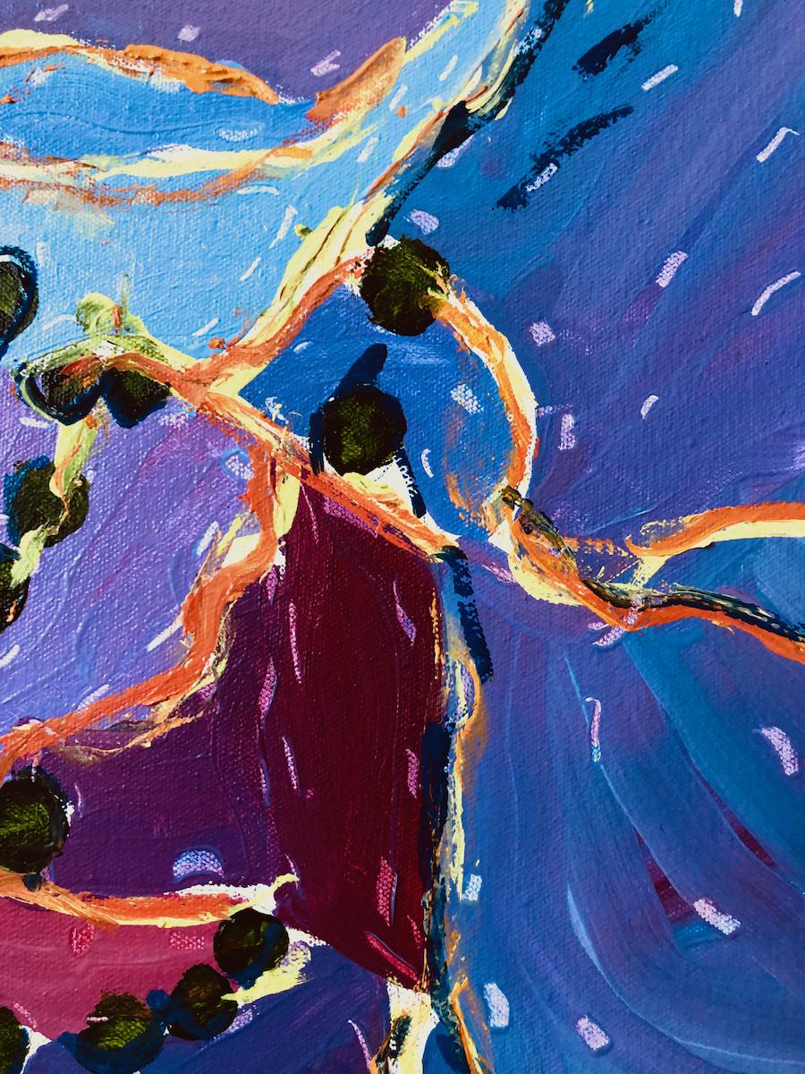 « Brain Seaweed », abstrait, violet, bleu, rose, magenta, peinture à l'huile - Abstrait Painting par Nan Hass Feldman