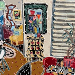 Colorful Apartment Interior with Venetian Blinds. Title - Pied-á-Terre in Boston