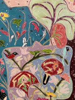 Japanese Geishas in Silk Kimonos. Title - Friends in the Floating World