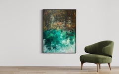 "Emerald Whispers" - Contemporary Abstract Painting in Green and Earth Tones