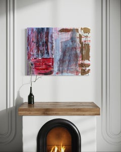 "Entwined" von Nan Van Ryzin - Rot und Weiß gemischte Medien Contemporary Abstract