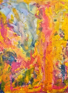"Ethereal Aura" by Nan Van Ryzin - Pink, Yellow, and Blue Marble Abstract