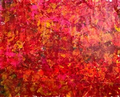 'Fire' by Nan Van Ryzin - Red, Orange, and Pink Large Contemporary Abstract Art