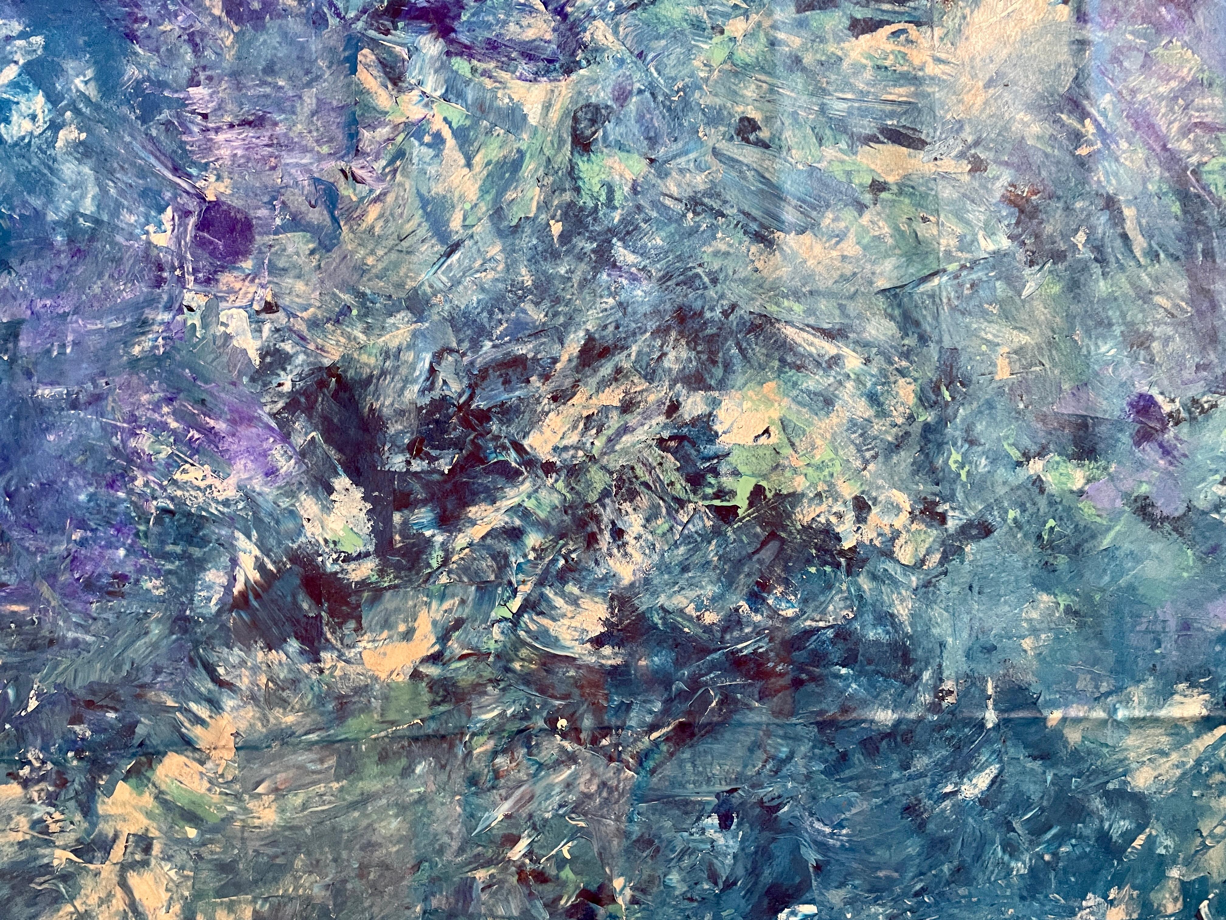 'Ice' by Nan Van Ryzin - White, Blue, and Magenta Contemporary Abstract Painting For Sale 9