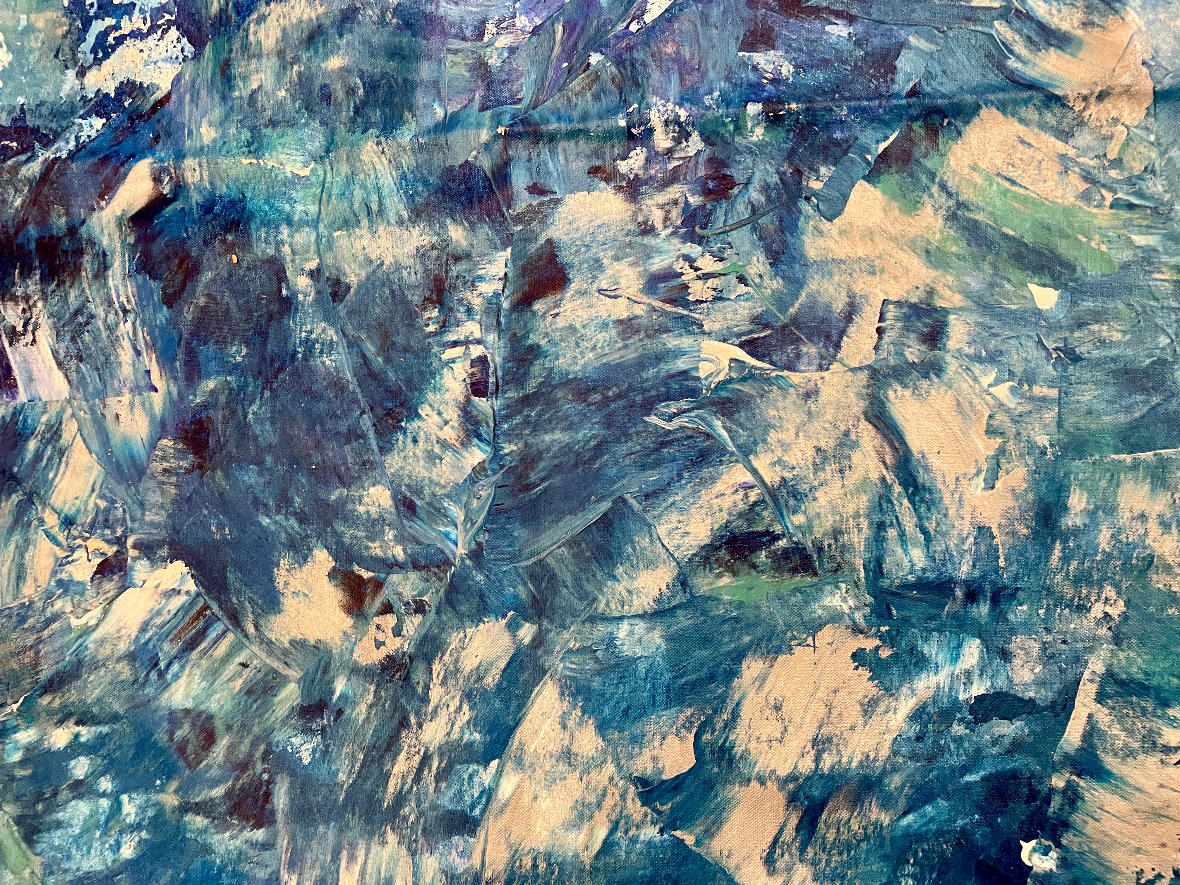 'Ice' by Nan Van Ryzin - White, Blue, and Magenta Contemporary Abstract Painting For Sale 2