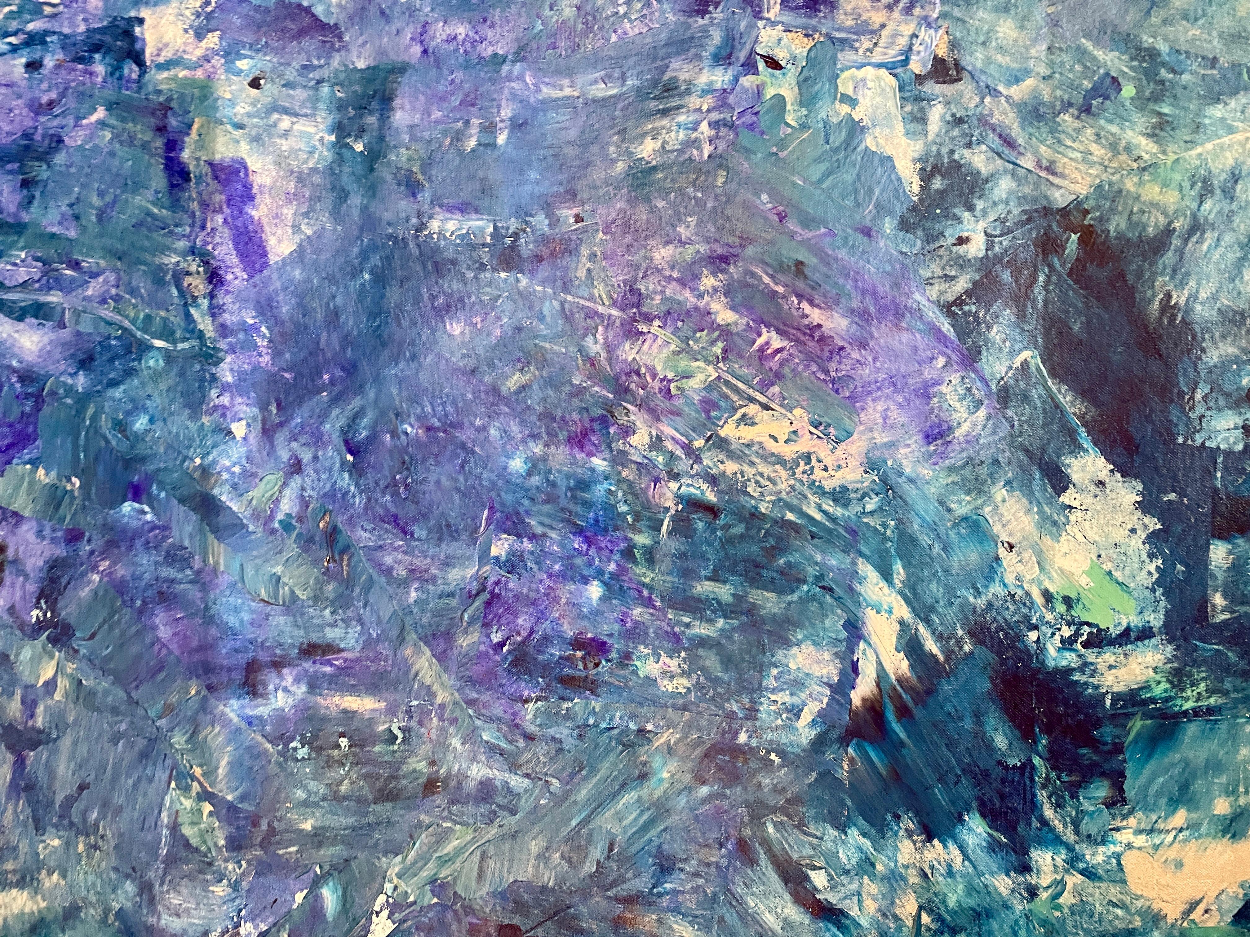 'Ice' by Nan Van Ryzin - White, Blue, and Magenta Contemporary Abstract Painting For Sale 5