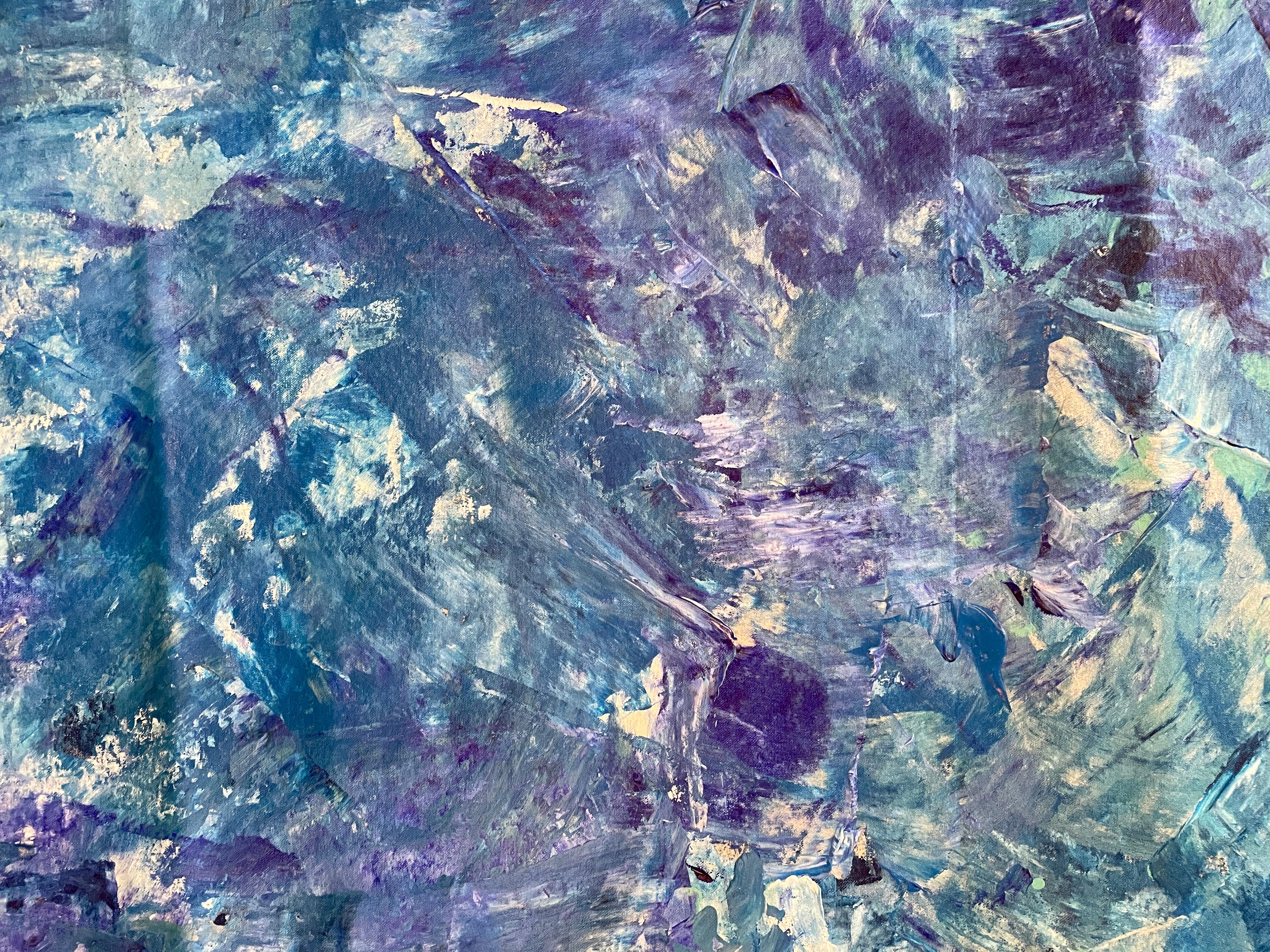 'Ice' by Nan Van Ryzin - White, Blue, and Magenta Contemporary Abstract Painting For Sale 7