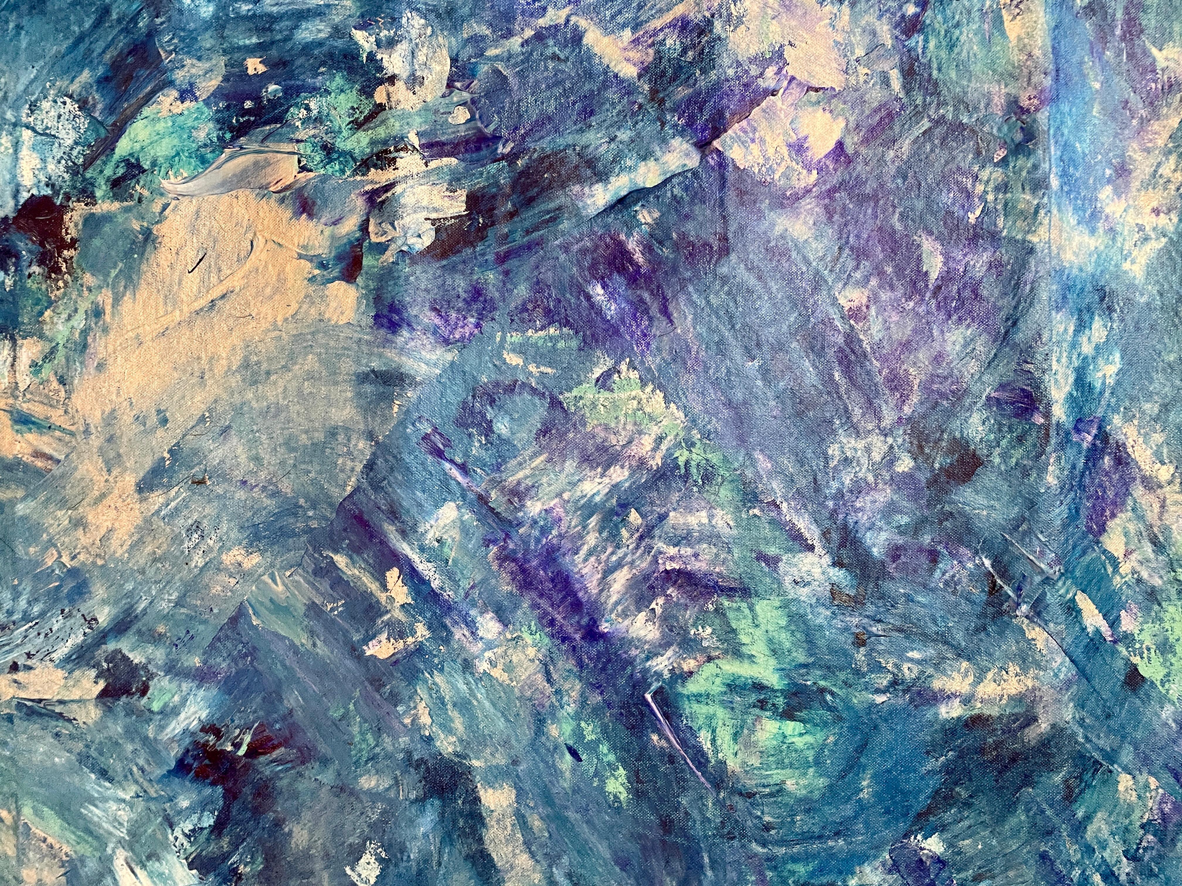 'Ice' by Nan Van Ryzin - White, Blue, and Magenta Contemporary Abstract Painting For Sale 8