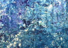 'Ice' by Nan Van Ryzin - White, Blue, and Magenta Contemporary Abstract Painting