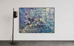 "Ice" - Großes zeitgenössisches abstraktes expressionistisches Ölgemälde in blauer Palette