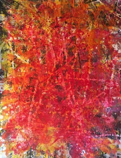 "Inferno" Large Contemporary Abstract Oil On Canvas by Nan Van Ryzin - Red/Black