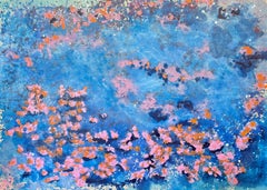 "Koi" by Nan Van Ryzin - Large Blue, Pink, and Orange Contemporary Abstract Art