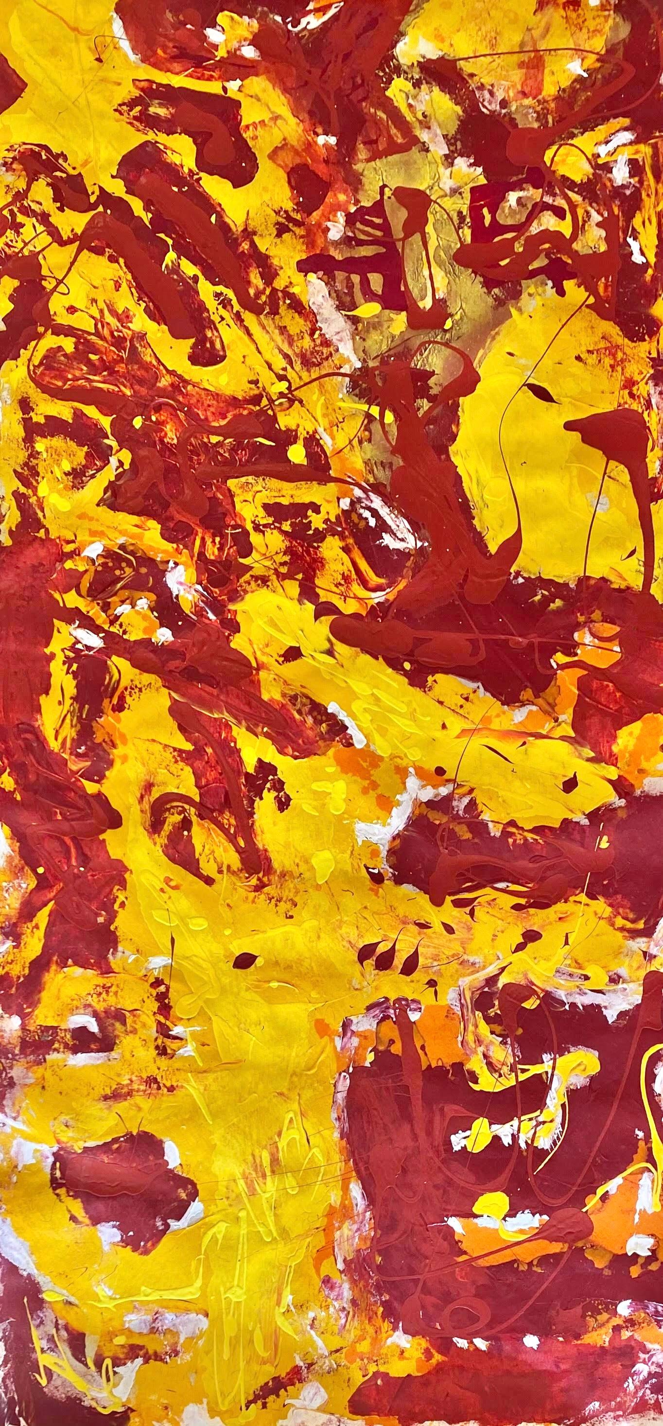 Nan Van Ryzin (estadounidense, nacida en 1952)
"Lava" 2021
Pintura al óleo, lienzo, barras de camilla
El artista firmó el reverso del cuadro.

Sobre el artista:
Residente en Connecticut, Nan Van Ryzin es conocida por sus vibrantes y amplios lienzos