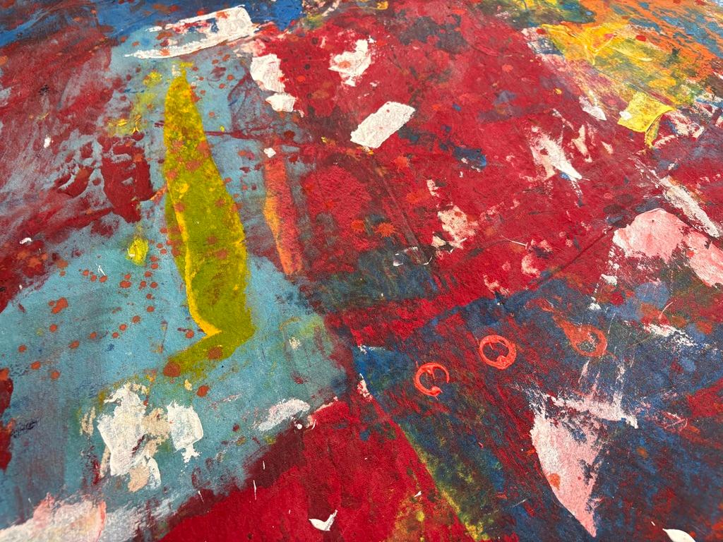 'Love', grande astratto contemporaneo colorato in rosso, blu e giallo di Nan Van Ryzin in vendita 7