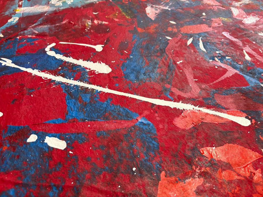 'Love', grande astratto contemporaneo colorato in rosso, blu e giallo di Nan Van Ryzin in vendita 8