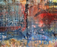 Planet Earth" Abstrait Contemporain Large Mixed Media 60x48" By Nan