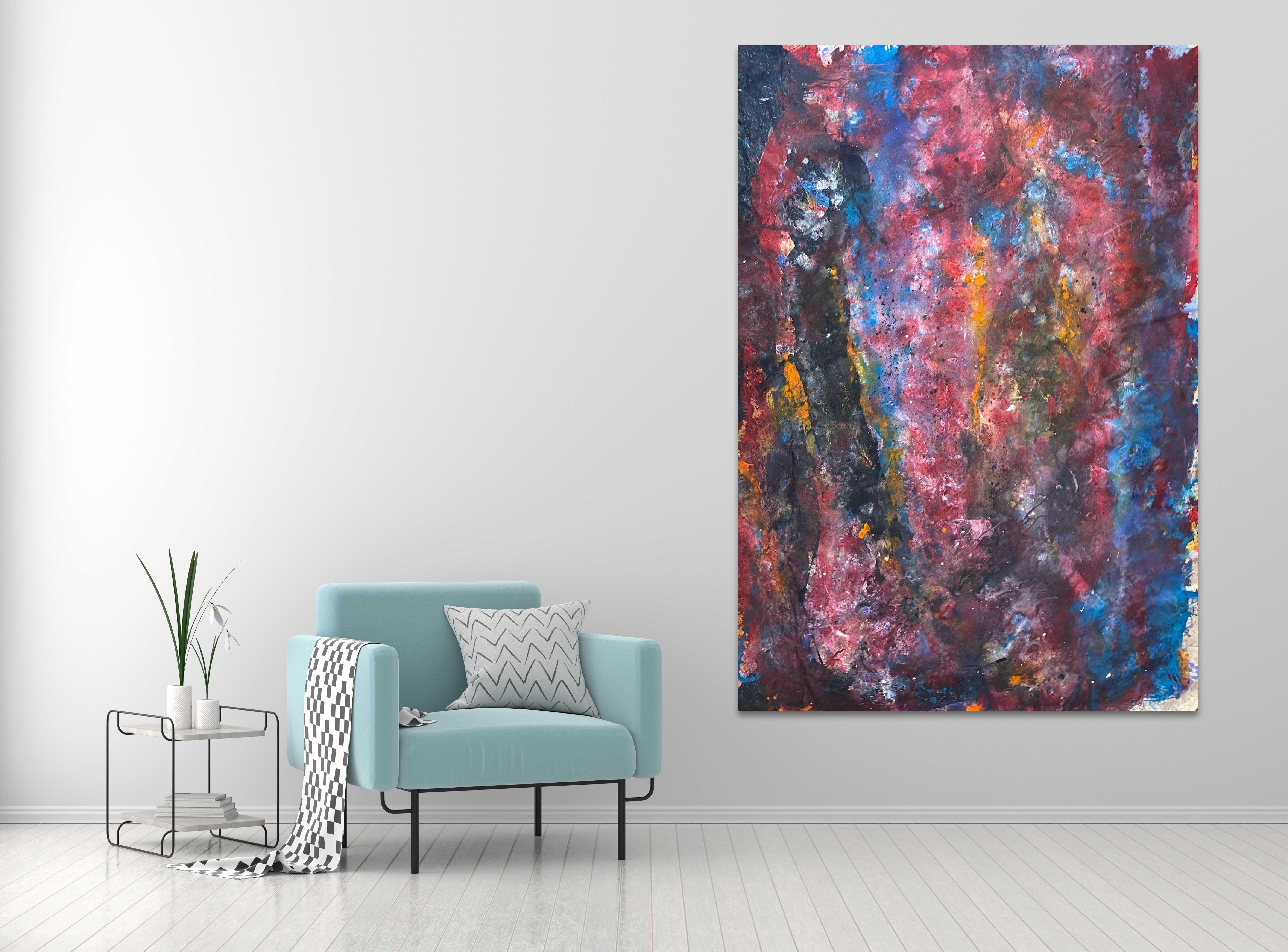 'Purple Storm' Large Contemporary Abstract Mixed Media Painting by Nan   - Gray Abstract Painting by Nan Van Ryzin