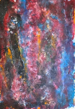 'Purple Storm' by Nan Van Ryzin - Red, Blue, and Purple Galaxy Abstract Painting