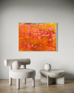 "Radiant Aura" di Nan Van Ryzin - Astratto contemporaneo arancione, rosa e giallo
