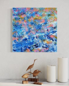 « Song of the Deep », peinture abstraite colorée à l'acrylique, en couches, 24 x 24, œuvre originale