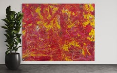 „Passion“ von Nan Van Ryzin - Sehr großes abstraktes Gemälde in Rot, Orange und Rot