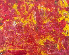 „Passion“ von Nan Van Ryzin - Sehr großes abstraktes Gemälde in Rot, Orange und Rot