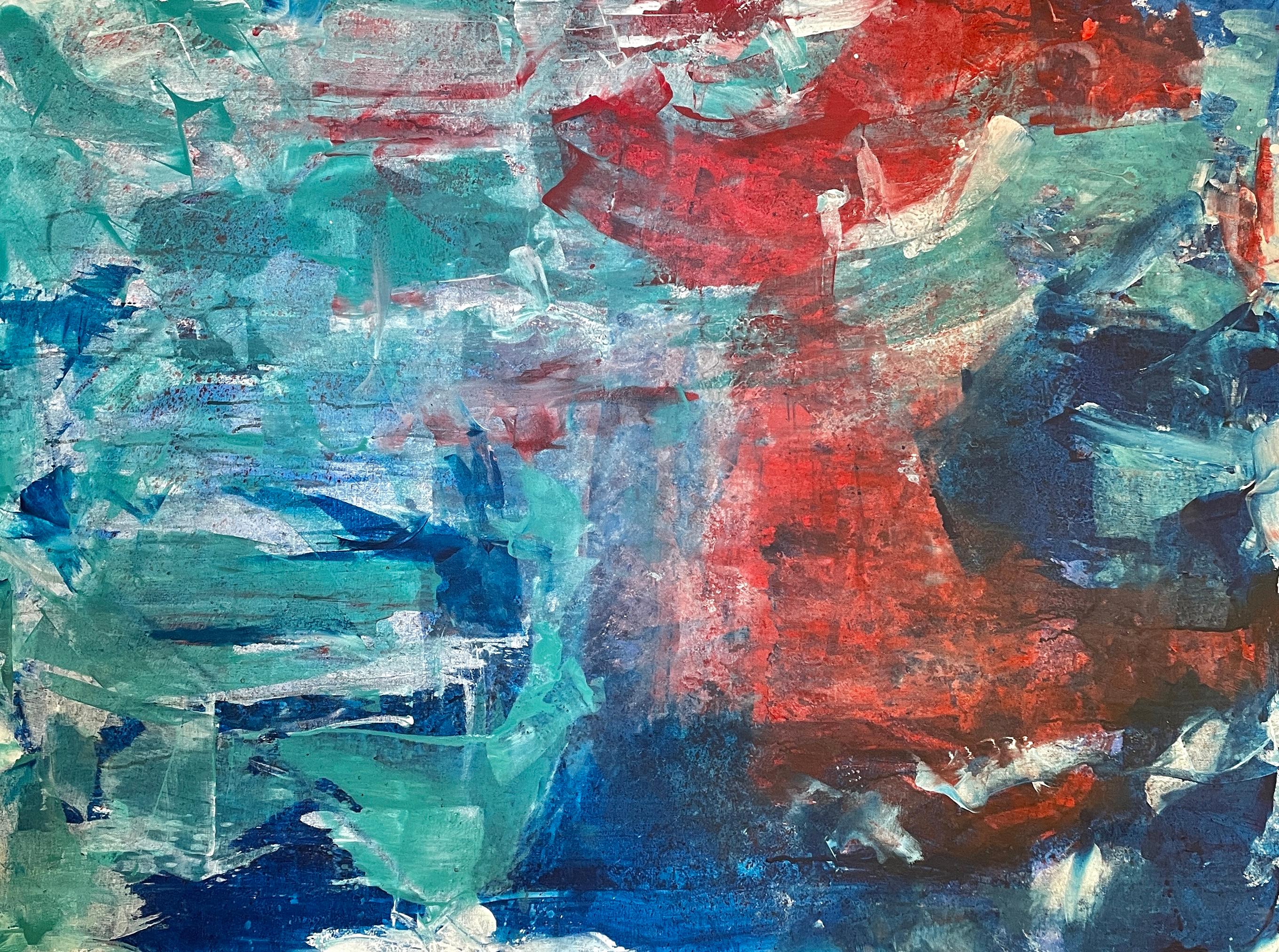 Nan Van Ryzin (americano, nato nel 1952)
"Il Sentiero" 2023
Pittura ad olio, tela, barella
L'artista ha firmato il retro del dipinto.

Il dipinto astratto a olio di Nan Van Ryzin, "Il sentiero", misura 36" x 48" e affascina con il suo intenso gioco
