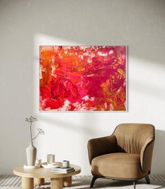 "The Trail" - Leuchtendes Rot, Orange und Weiß - Zeitgenössisches abstraktes Kunstwerk