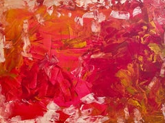 'The Trail' by Nan Van Ryzin - Vibrant Red and Orange Abstract Painting