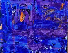 "Mondo sommerso" Olio astratto contemporaneo su tela di Nan Van Ryzin