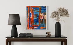 "Untitled" by Nan Van Ryzin - Blue and Orange Contemporary Abstract Painting